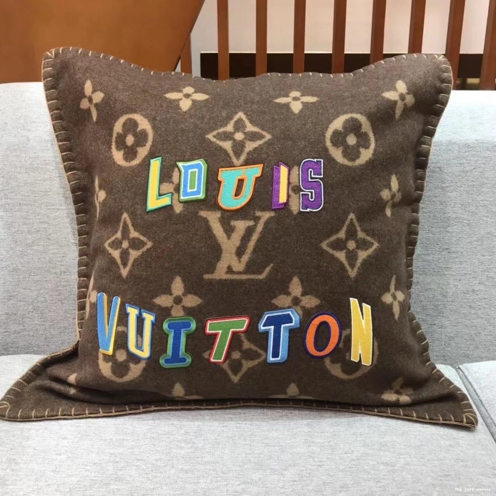PILLOW THROW CUSTOM LV LETTERS WOOL 0812